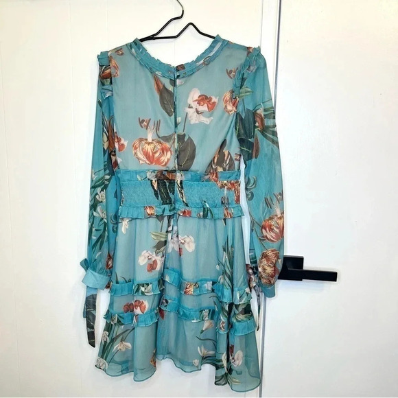 PatBo Carolina floral ruffle mini A-line dress size 2 - Picture 9 of 13